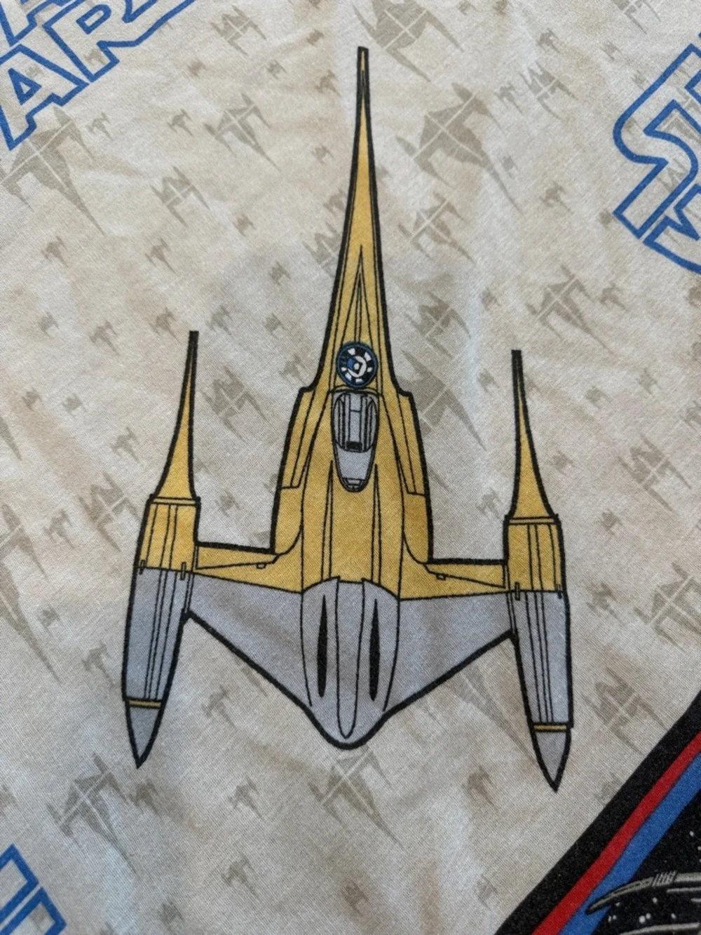 STAR WARS Phantom Menace Starfighter TWIN Flat Sheet ONLY 1999 Vintage
